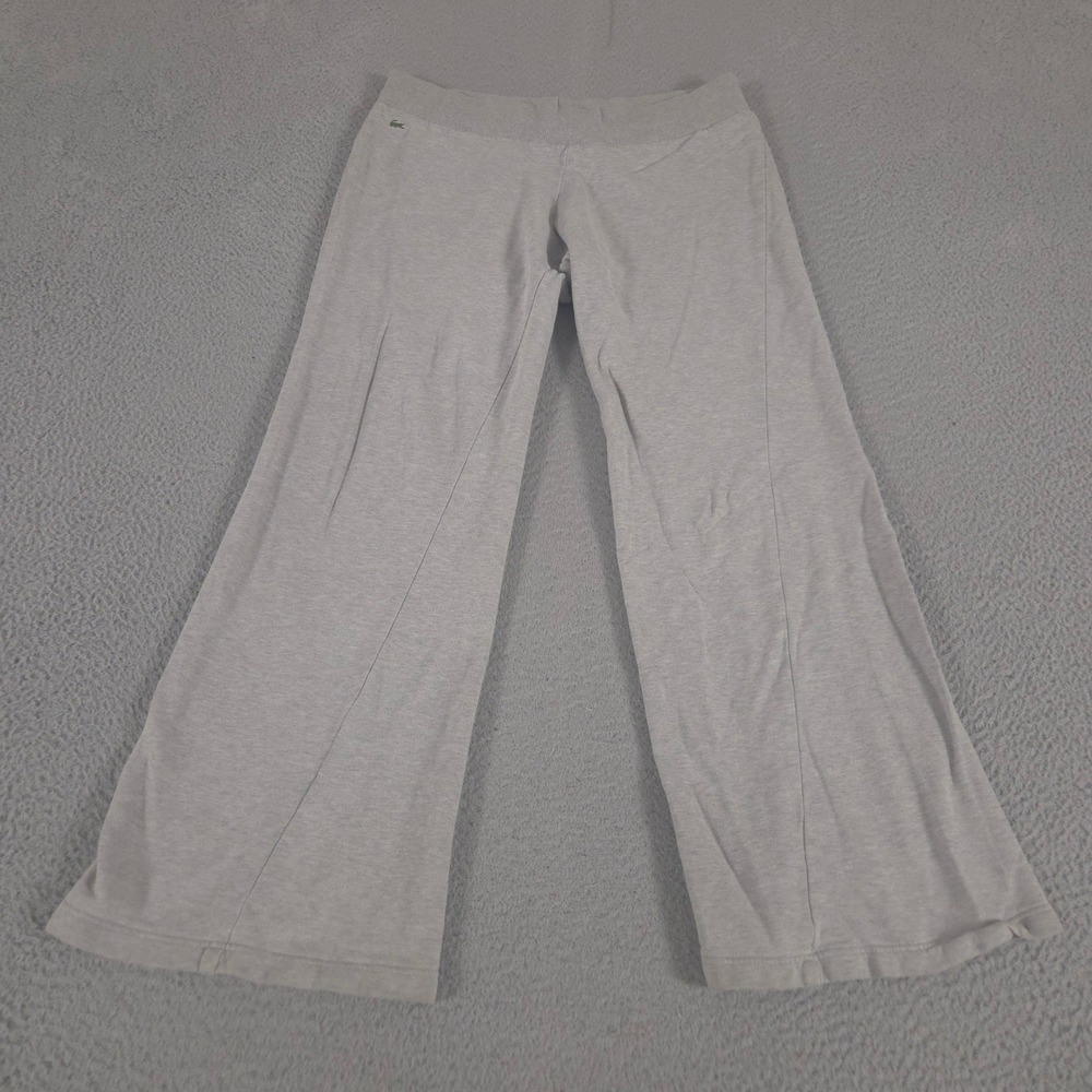 Lacoste Sweatpants Womens 46 Gray Wide Leg French Terry Logo Lounge Yoga Pants